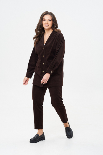 Брюки и жакет вельветовые зауженные демисезон TVIN 7822 шоколад - фото 6