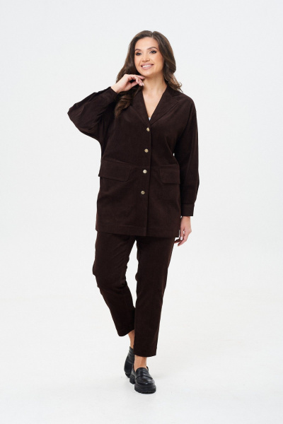 Брюки и жакет вельветовые зауженные демисезон TVIN 7822 шоколад - фото 5