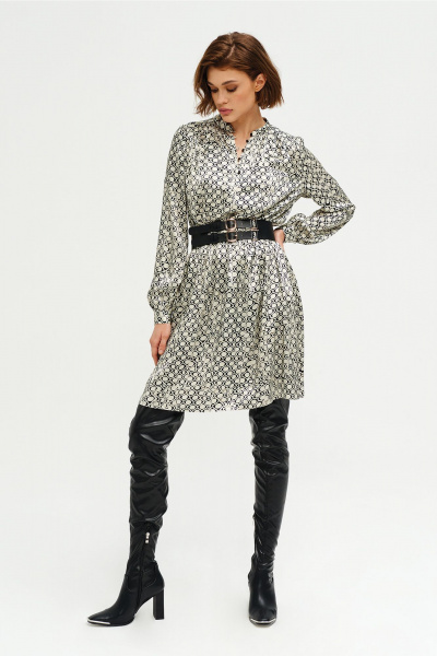 Платье демисезонное на резинке с поясом и ремнем Noche mio 1.010 BLIZZARD - фото 1