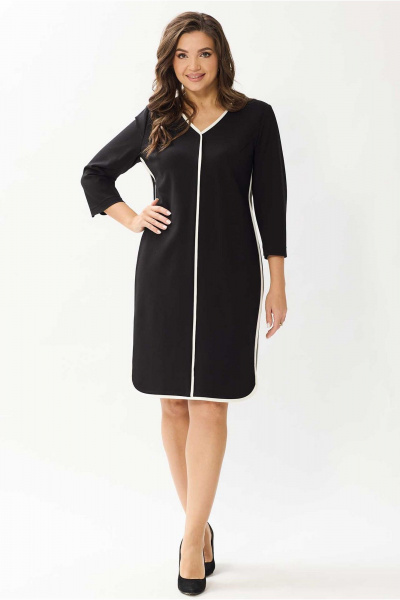 Платье из вискозы демисезонное деловое и на каждый день Mislana 1142 черный - фото 11