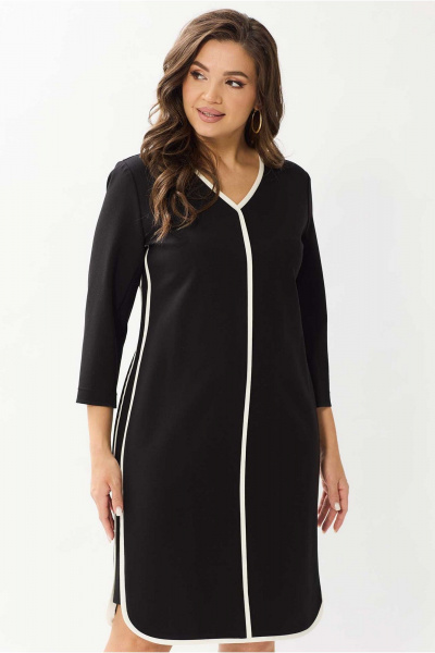 Платье из вискозы демисезонное деловое и на каждый день Mislana 1142 черный - фото 9