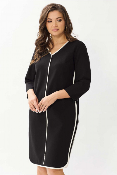 Платье из вискозы демисезонное деловое и на каждый день Mislana 1142 черный - фото 6