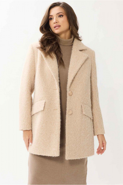 Пальто полуприлегающее с классическим воротником Mislana 1148 бежевый - фото 15