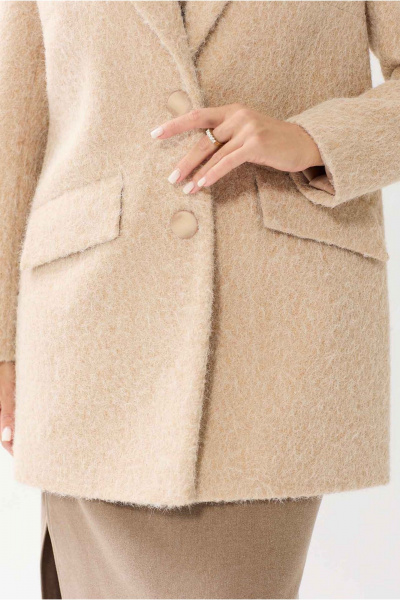Пальто полуприлегающее с классическим воротником Mislana 1148 бежевый - фото 13