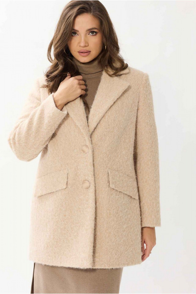 Пальто полуприлегающее с классическим воротником Mislana 1148 бежевый - фото 12