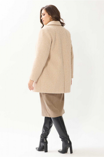 Пальто полуприлегающее с классическим воротником Mislana 1148 бежевый - фото 11