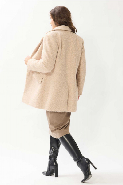 Пальто полуприлегающее с классическим воротником Mislana 1148 бежевый - фото 9