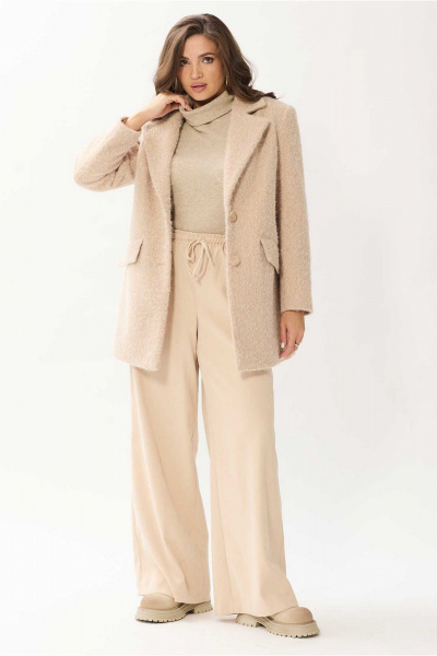 Пальто полуприлегающее с классическим воротником Mislana 1148 бежевый - фото 4