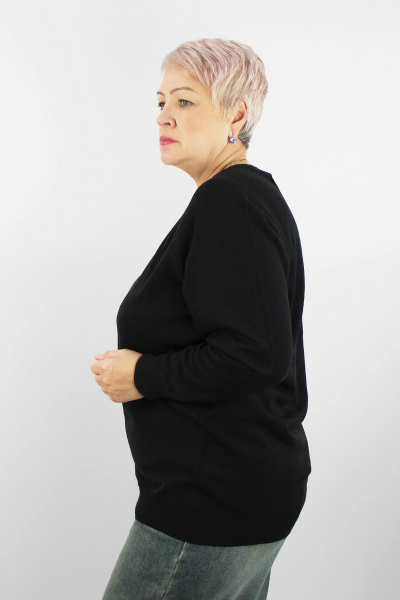Кардиган на каждый день из трикотажа с V-образным вырезом Полесье С2555-21 1С8688-Д43 170,176 глубокий_черный - фото 2