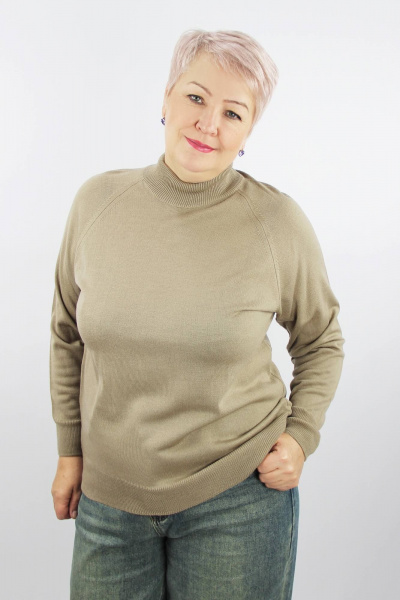 Зелёный свитер из трикотажа с регланом на каждый день Полесье С3316-15 5С1754-Д43 170,176 ясень - фото 1