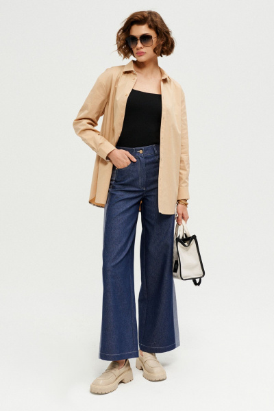 Бежевый текстильная рубашка на каждый день Noche mio 6.345 ALEGRI - фото 1