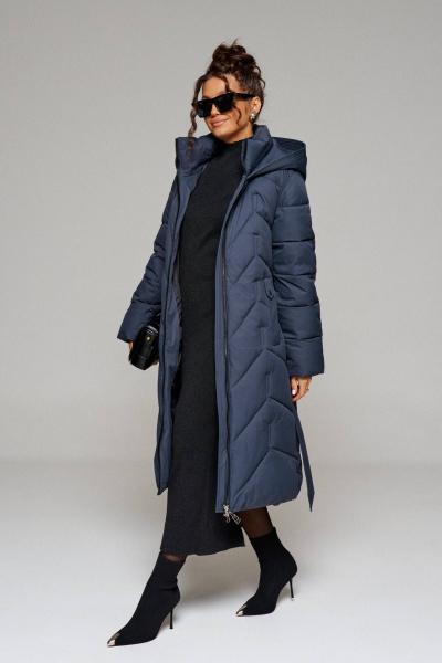 Пальто на молнии с капюшоном, плечами со спущенной линией Beautiful&Free 6248 глубокий_синий - фото 9