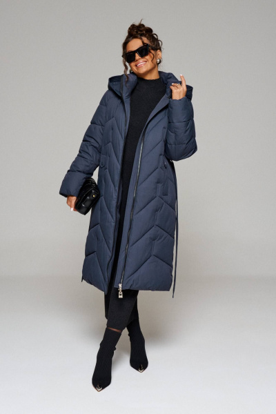 Пальто на молнии с капюшоном, плечами со спущенной линией Beautiful&Free 6248 глубокий_синий - фото 8