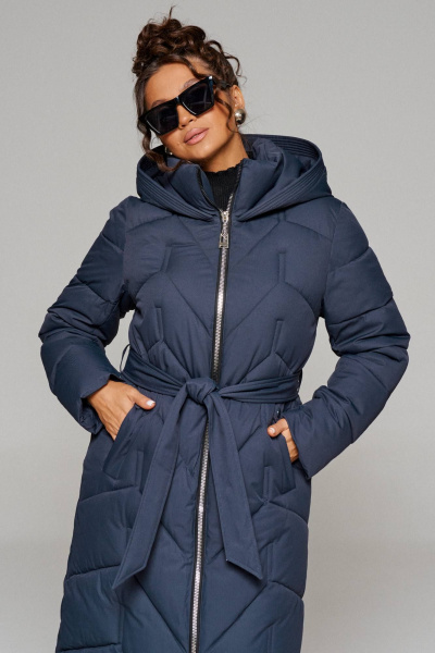Пальто на молнии с капюшоном, плечами со спущенной линией Beautiful&Free 6248 глубокий_синий - фото 4
