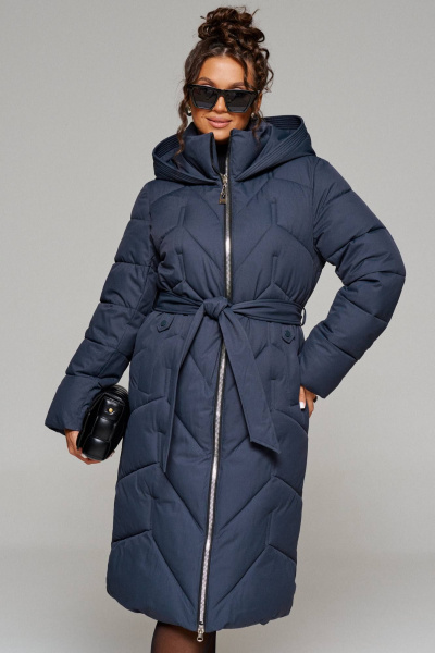 Пальто на молнии с капюшоном, плечами со спущенной линией Beautiful&Free 6248 глубокий_синий - фото 3