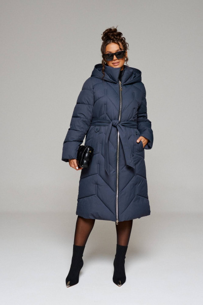 Пальто на молнии с капюшоном, плечами со спущенной линией Beautiful&Free 6248 глубокий_синий - фото 1