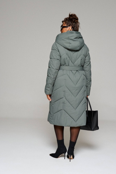 Пальто прямое, с капюшоном, застежкой на кнопки, регулировка рукава Beautiful&Free 6248 хаки - фото 9