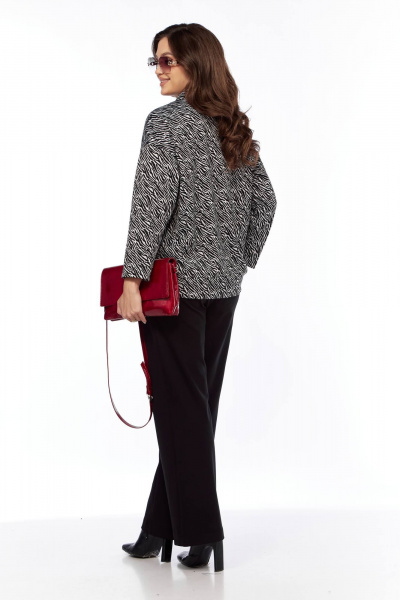 Костюм из трикотажа палаццо и двубортным жакетом, комфортный стиль Taita plus 2430/1 зебра/черный - фото 4