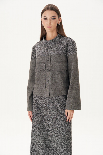 Джемпер и юбка в стиле повседневный из трикотажа Fantazia Mod 4996 серый - фото 4