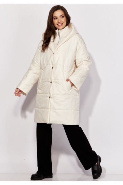Пальто с капюшоном, застежкой на кнопки, с регулируемым рукавом TAiER 1322 молочный - фото 6