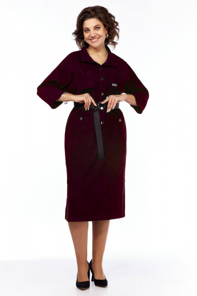 Платье из трикотажа с карманами, с разрезами и поясом, без рукавов Matini 3.1471/1 бордо - фото 1