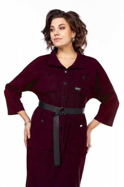 Платье из трикотажа с карманами, с разрезами и поясом, без рукавов Matini 3.1471/1 бордо - фото 2