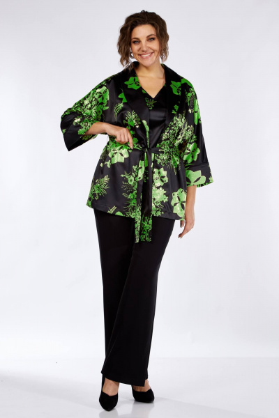 Черный демисезонный женский 3-частный костюм из текстиля Matini 1.1711 зеленый - фото 7