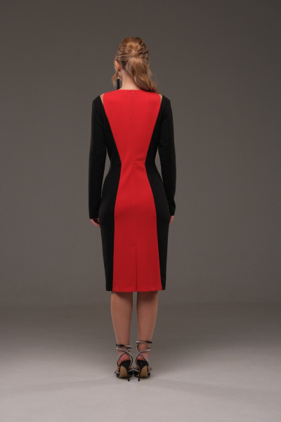 Двухцветное трикотажное платье с прорезями у плеч Galean Style 958 красный - фото 11