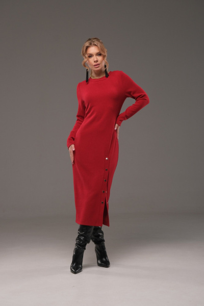 Платье из трикотажа на каждый день, демисезонное, красное Galean Style 960 красный - фото 6