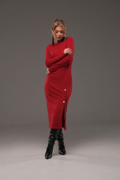 Платье из трикотажа на каждый день, демисезонное, красное Galean Style 960 красный - фото 5