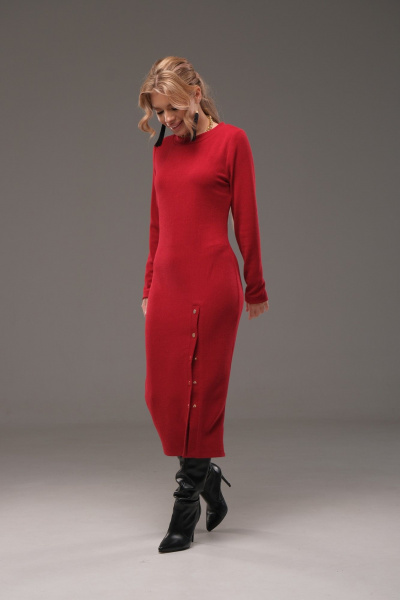 Платье из трикотажа на каждый день, демисезонное, красное Galean Style 960 красный - фото 3