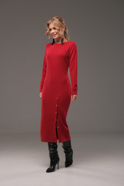 Платье из трикотажа на каждый день, демисезонное, красное Galean Style 960 красный - фото 2