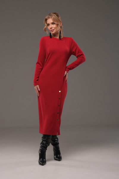 Платье из трикотажа на каждый день, демисезонное, красное Galean Style 960 красный - фото 1