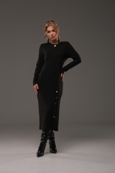 Платье из трикотажа на каждый день, демисезонное, черное Galean Style 960 черный - фото 11