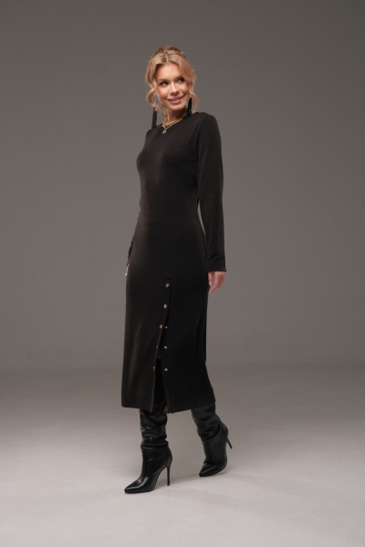 Платье из трикотажа на каждый день, демисезонное, черное Galean Style 960 черный - фото 7