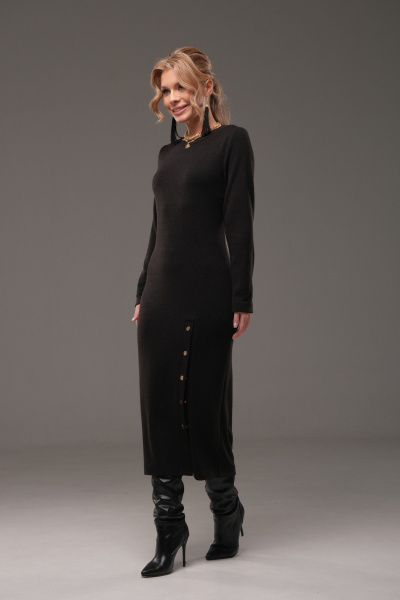 Платье из трикотажа на каждый день, демисезонное, черное Galean Style 960 черный - фото 3