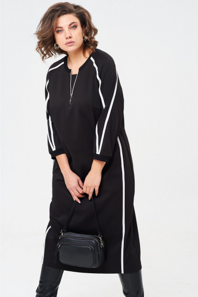 Платье из трикотажа с кантами и фигурным вырезом, на каждый день Aira Style 24411 - фото 3