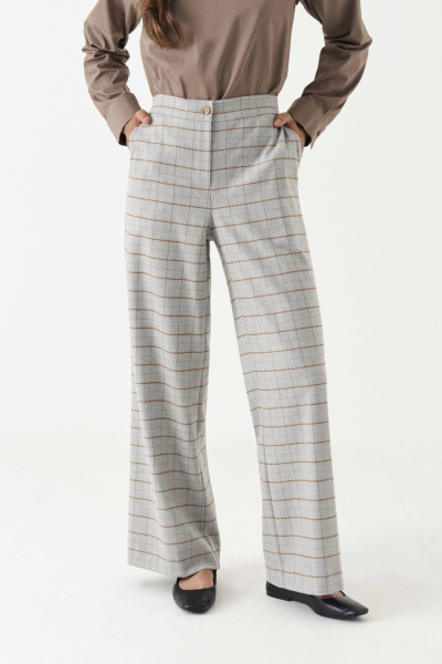 Трикотажные женские брюки с клетчатым принтом, на каждый день Панда 198860w серый - фото 6