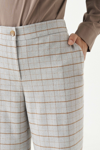 Трикотажные женские брюки с клетчатым принтом, на каждый день Панда 198860w серый - фото 8