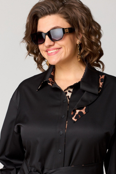 Платье с анималистичным принтом и асимметричным вырезом EVA GRANT 7325А принт_леопард - фото 14