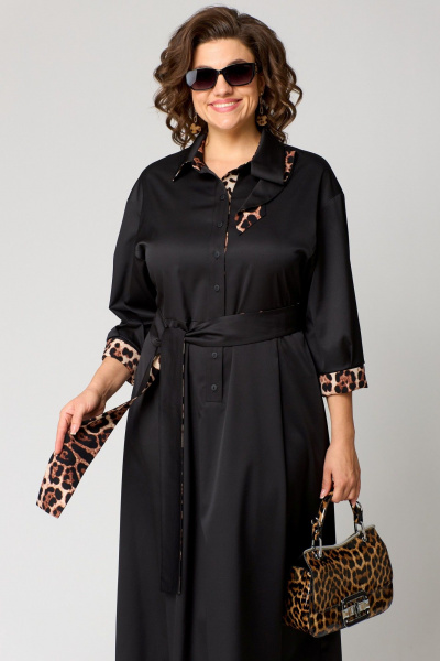 Платье с анималистичным принтом и асимметричным вырезом EVA GRANT 7325А принт_леопард - фото 12