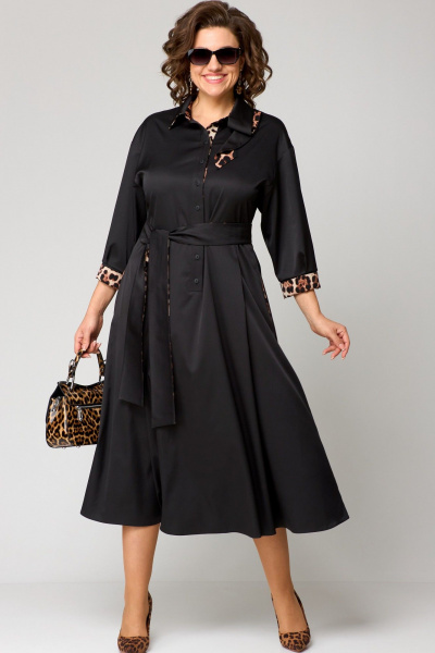 Платье с анималистичным принтом и асимметричным вырезом EVA GRANT 7325А принт_леопард - фото 11