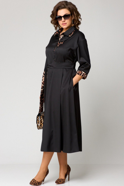 Платье с анималистичным принтом и асимметричным вырезом EVA GRANT 7325А принт_леопард - фото 8