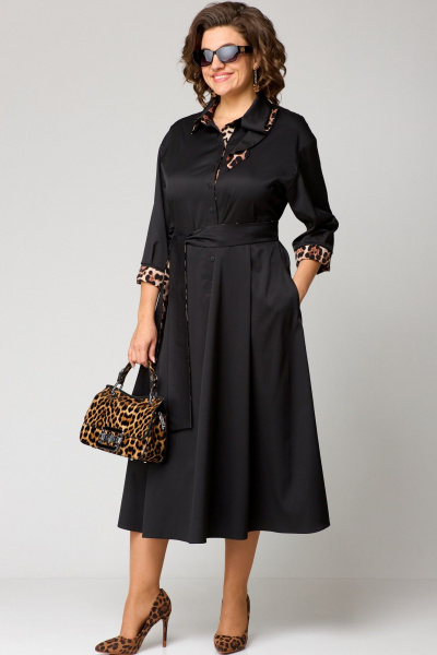 Платье с анималистичным принтом и асимметричным вырезом EVA GRANT 7325А принт_леопард - фото 7