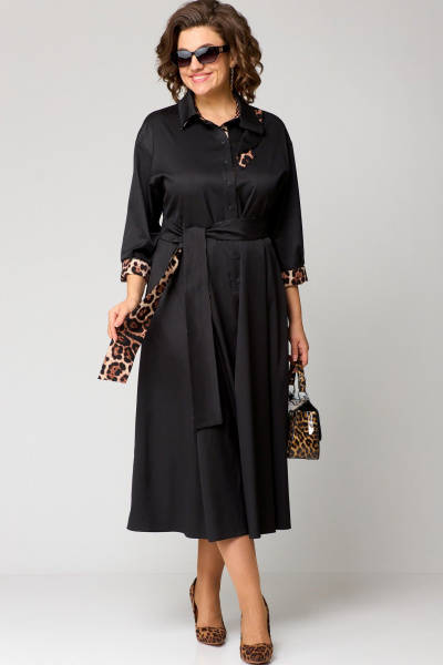 Платье с анималистичным принтом и асимметричным вырезом EVA GRANT 7325А принт_леопард - фото 6