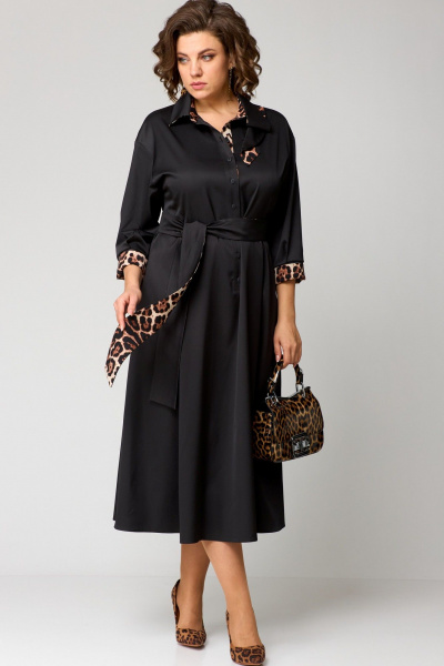 Платье с анималистичным принтом и асимметричным вырезом EVA GRANT 7325А принт_леопард - фото 5