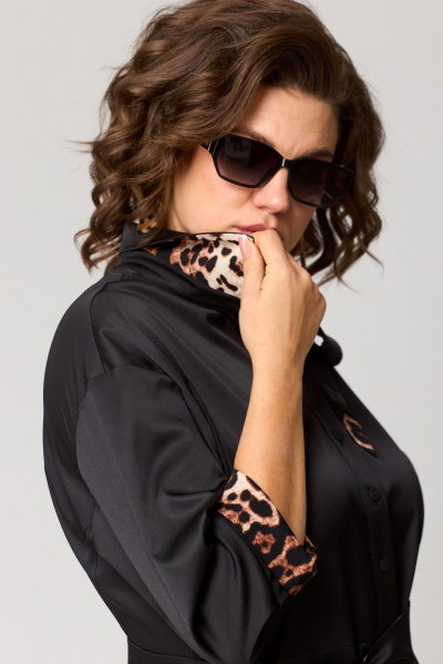 Платье с анималистичным принтом и асимметричным вырезом EVA GRANT 7325А принт_леопард - фото 3