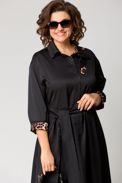 Платье с анималистичным принтом и асимметричным вырезом EVA GRANT 7325А принт_леопард - фото 2