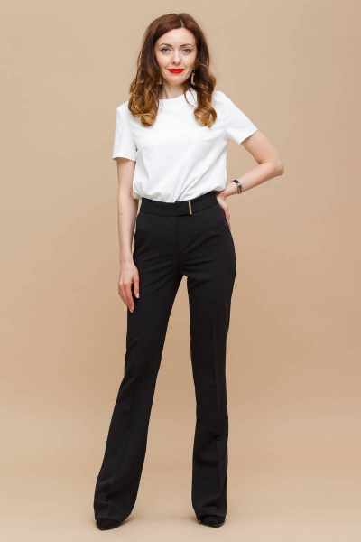 Клеш брюки с высокой талией и декоративными элементами для стильного образа Domna 12094 черный(164) - фото 6