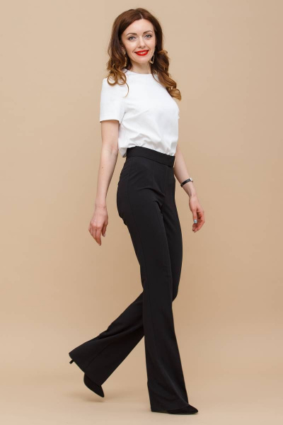 Клеш брюки с высокой талией и декоративными элементами для стильного образа Domna 12094 черный(164) - фото 5